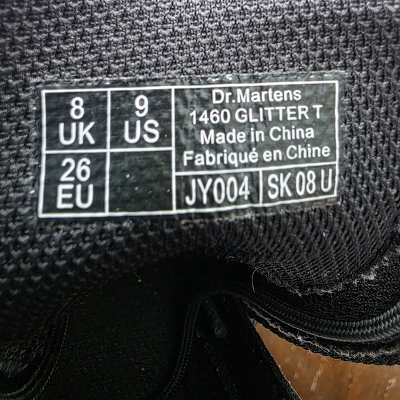 Dr. Martens 1460 Brown Glitter Lace-up Side-zip Combat Boots, Girl's Size 9 - Picture 8 of 8